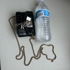 DKNY Black Mini Crossbody Bag with Gold Chain